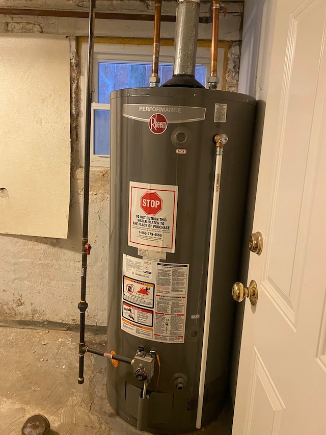 utility room with gas water heater