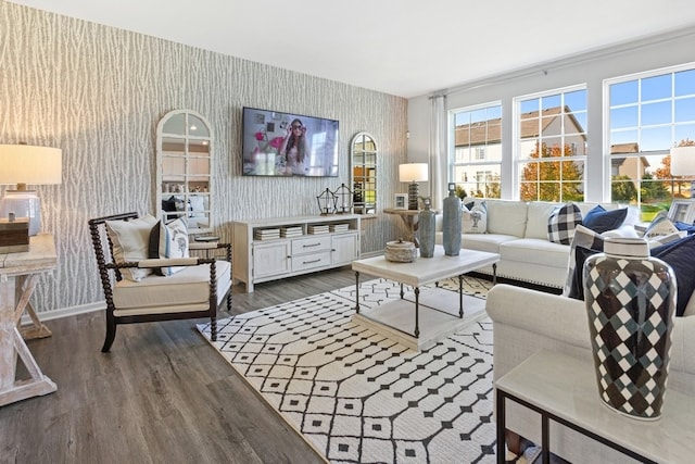 living room with wood-type flooring