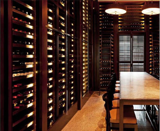 wine room with carpet