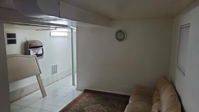 living room with light tile flooring