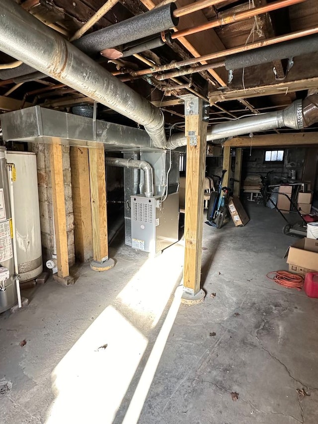 basement with gas water heater