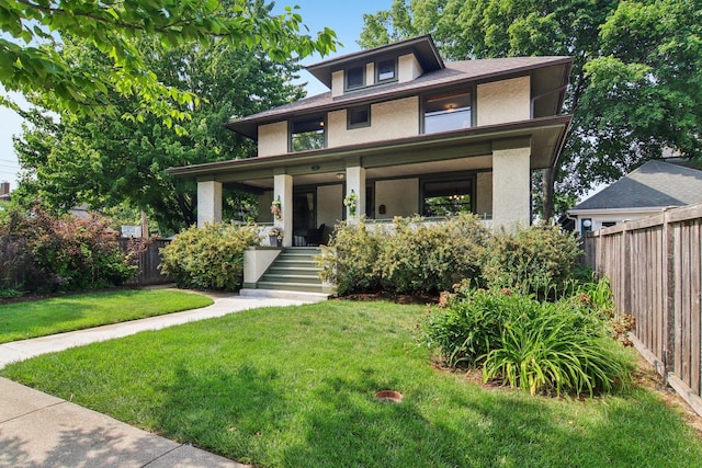 412 Pleasant St, Oak Park, IL 60302 - american foursquare style home with a porch and stucco siding