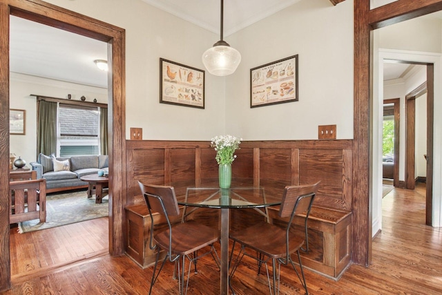 412 Pleasant St, Oak Park, IL 60302 - dining area featuring crown molding and wood finished floors