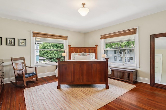 412 Pleasant St, Oak Park, IL 60302 - bedroom with multiple windows, wood finished floors, and radiator heating unit