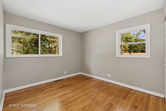 empty room with a wealth of natural light and light wood-type flooring