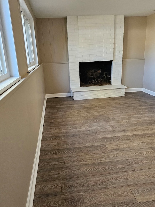 details featuring wood-type flooring and a fireplace