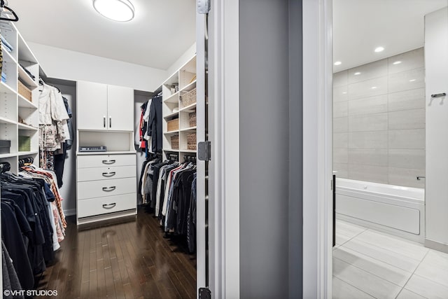 spacious closet with light hardwood / wood-style flooring