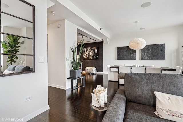 living room featuring dark hardwood / wood-style floors