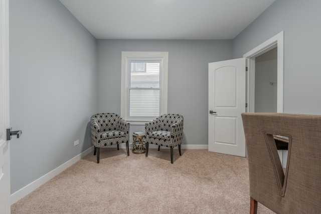 sitting room with light carpet