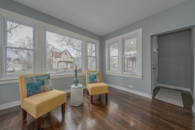 sitting room featuring dark hardwood / wood-style floors