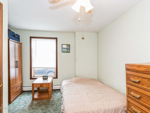8001 Blivin St, Spring Grove, IL 60081 - carpeted bedroom featuring ceiling fan and baseboard heating