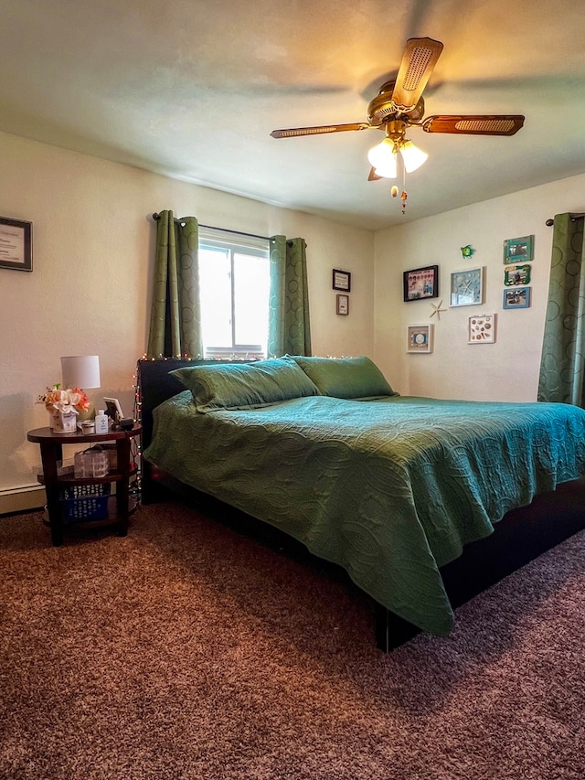 bedroom with carpet and ceiling fan