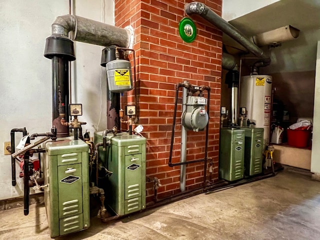 utility room featuring water heater