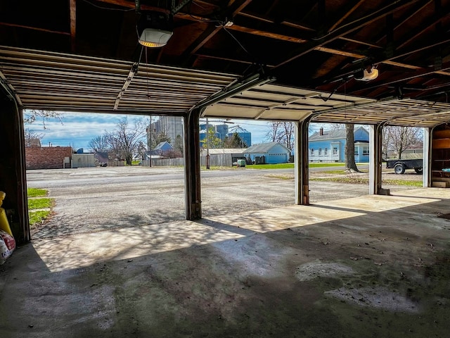 garage with a garage door opener