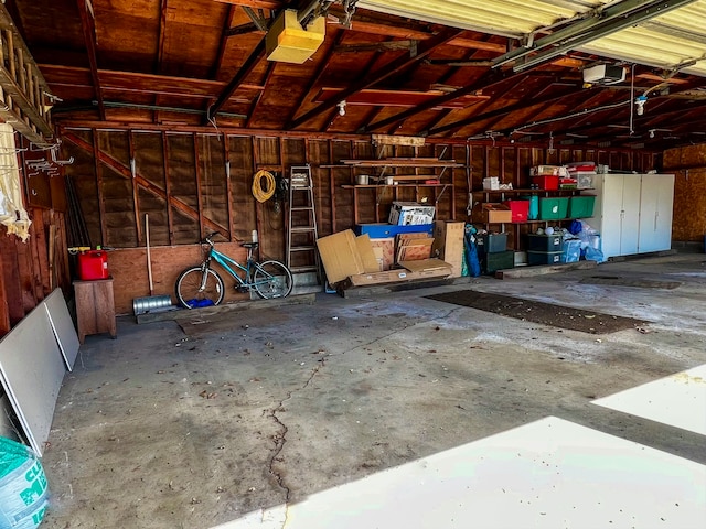 garage with a garage door opener