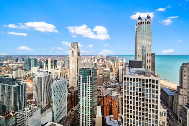 view of city with a water view