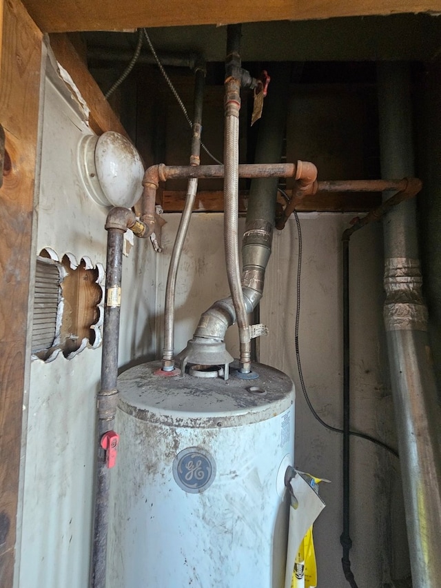 utility room featuring water heater