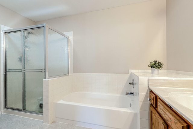 1405 Apricot Ct Unit D, Mount Prospect, IL 60056 - bathroom with a stall shower, a bath, and vanity