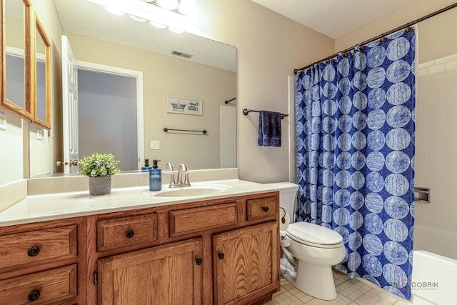 1405 Apricot Ct Unit D, Mount Prospect, IL 60056 - full bath with vanity, toilet, shower / tub combo, and tile patterned flooring