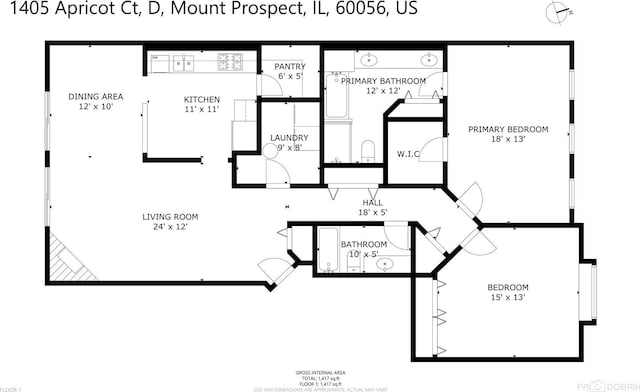 1405 Apricot Ct Unit D, Mount Prospect, IL 60056 - home floor plan
