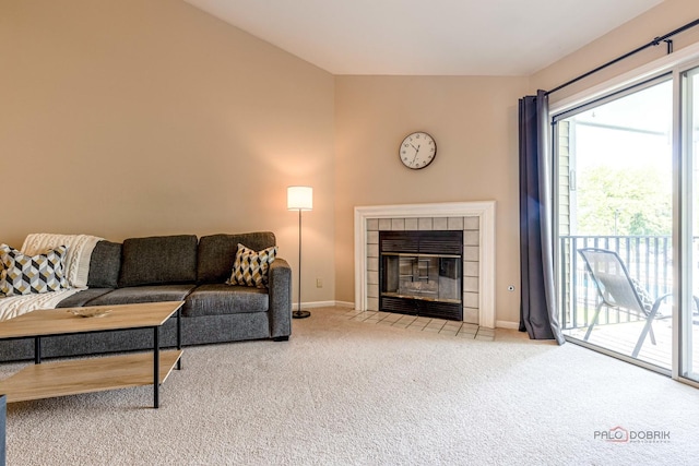 1405 Apricot Ct Unit D, Mount Prospect, IL 60056 - living area with carpet, baseboards, and a fireplace
