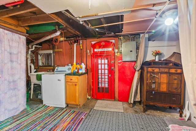 9018 S Brandon Ave, Chicago, IL 60617 - unfinished below grade area featuring washer / clothes dryer and electric panel
