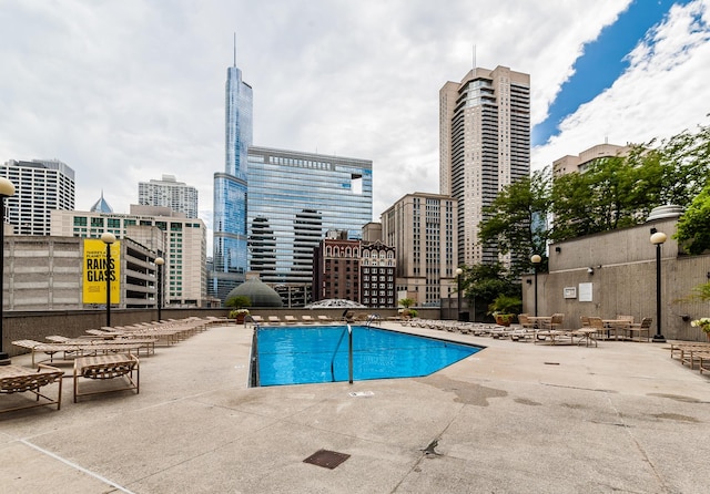 view of pool featuring a patio