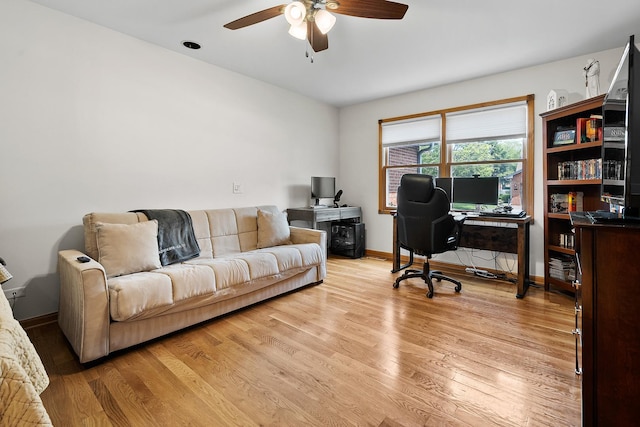 182 Ashley Way, Bloomingdale, IL 60108 - home office with a ceiling fan and light wood-type flooring