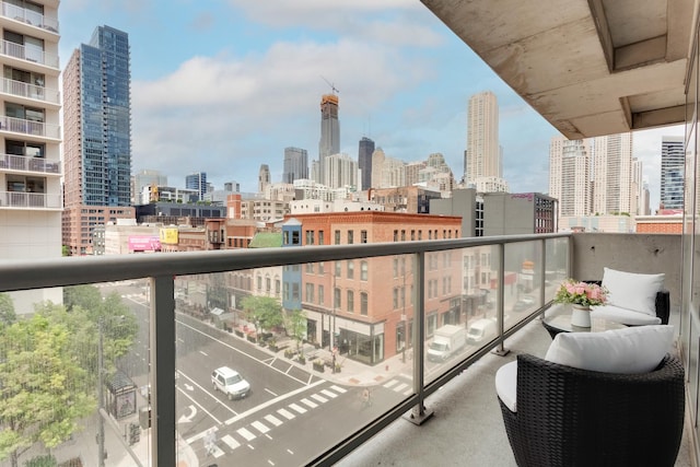 balcony with a view of city