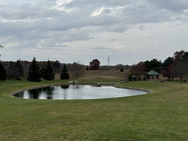 view of water feature featuring a gazebo