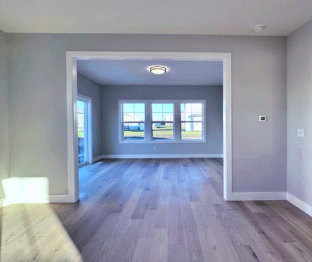 empty room with hardwood / wood-style floors