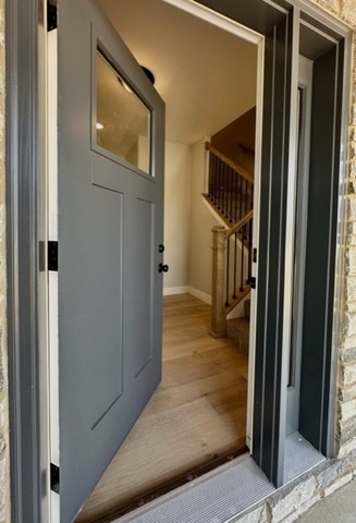 entrance foyer featuring light wood-type flooring