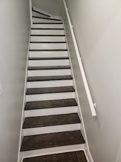 staircase with wood-type flooring