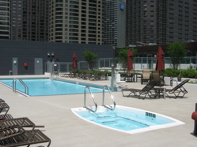 view of swimming pool featuring a patio area