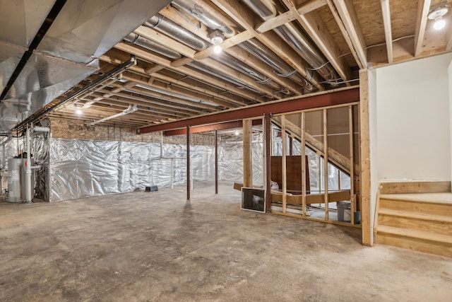 basement featuring electric water heater