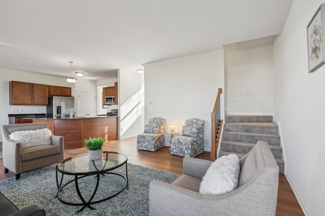 living room with hardwood / wood-style flooring