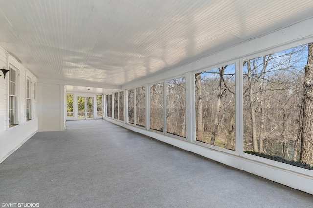 view of unfurnished sunroom