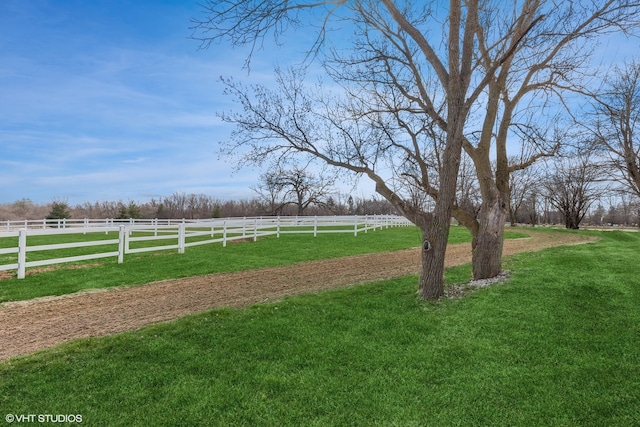 view of yard with a rural view