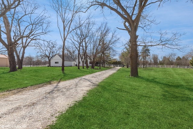 view of street with a rural view