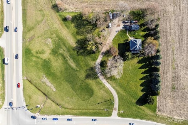 drone / aerial view with a rural view