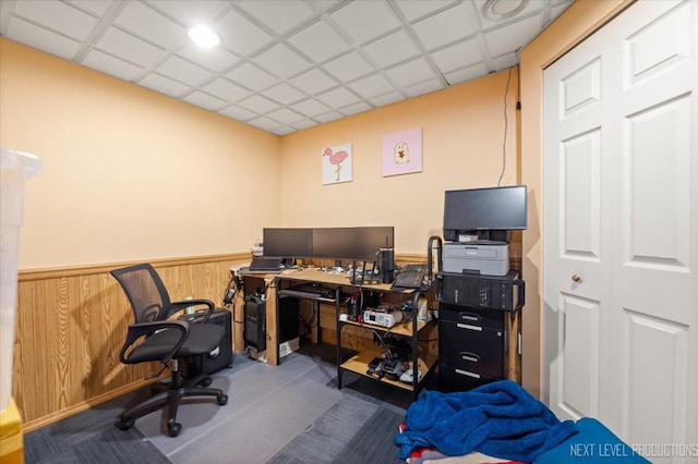 422 Rachel Cir, Romeoville, IL 60446 - carpeted office space with wainscoting and wooden walls