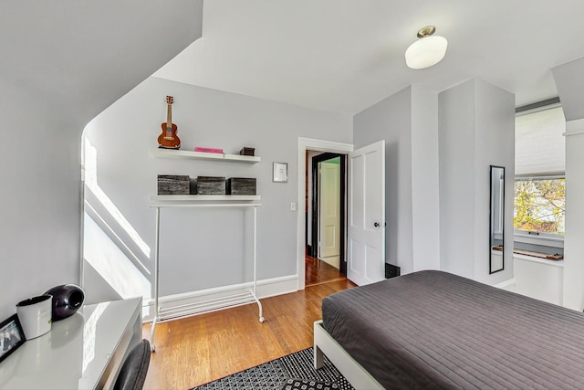 bedroom with hardwood / wood-style flooring