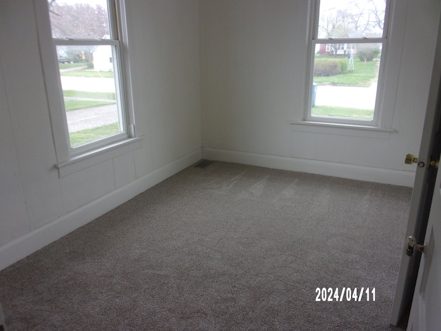 carpeted empty room featuring plenty of natural light