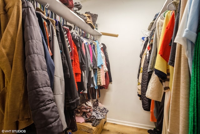 spacious closet with hardwood / wood-style flooring