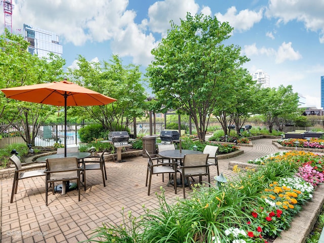 view of patio with a grill