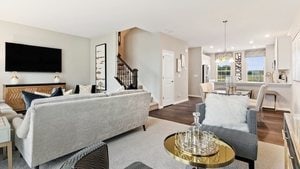 living room with dark wood-type flooring