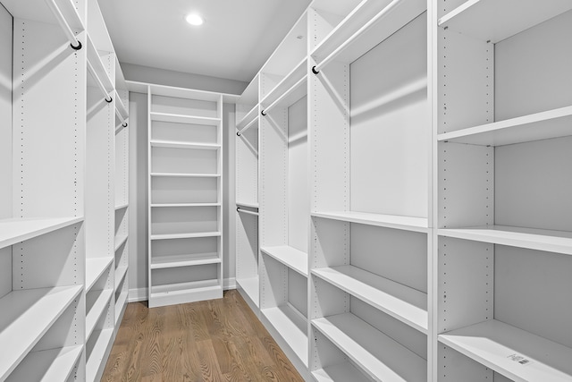 spacious closet featuring dark hardwood / wood-style floors