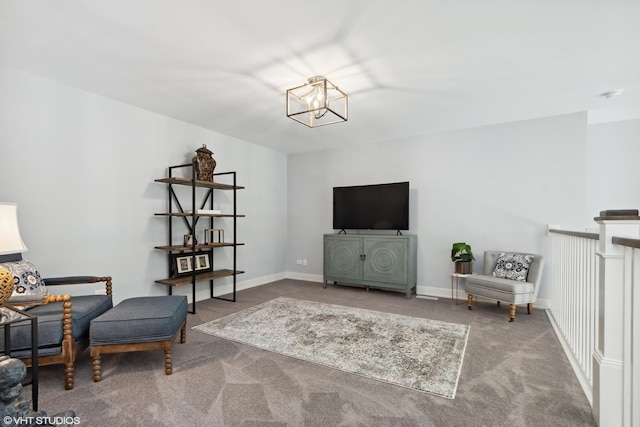 9748 Folkers Dr, Frankfort, IL 60423 - sitting room with an inviting chandelier, baseboards, and carpet floors