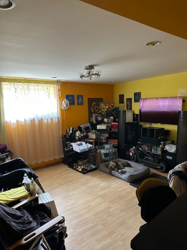 living room with light wood-type flooring