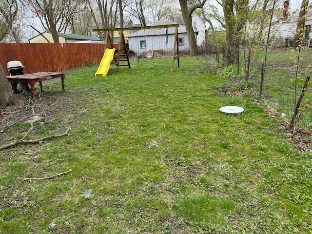 view of yard with a playground